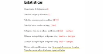 Criando e implementando um plugin no Jekyll para gerar estatísticas do seu blog ou site Jekyll